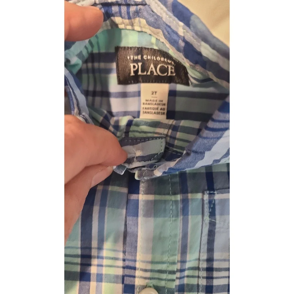 The‎ Childrens Place Boys Button-Up Shirt Multicolor Plaid Pocket Cotton 2T